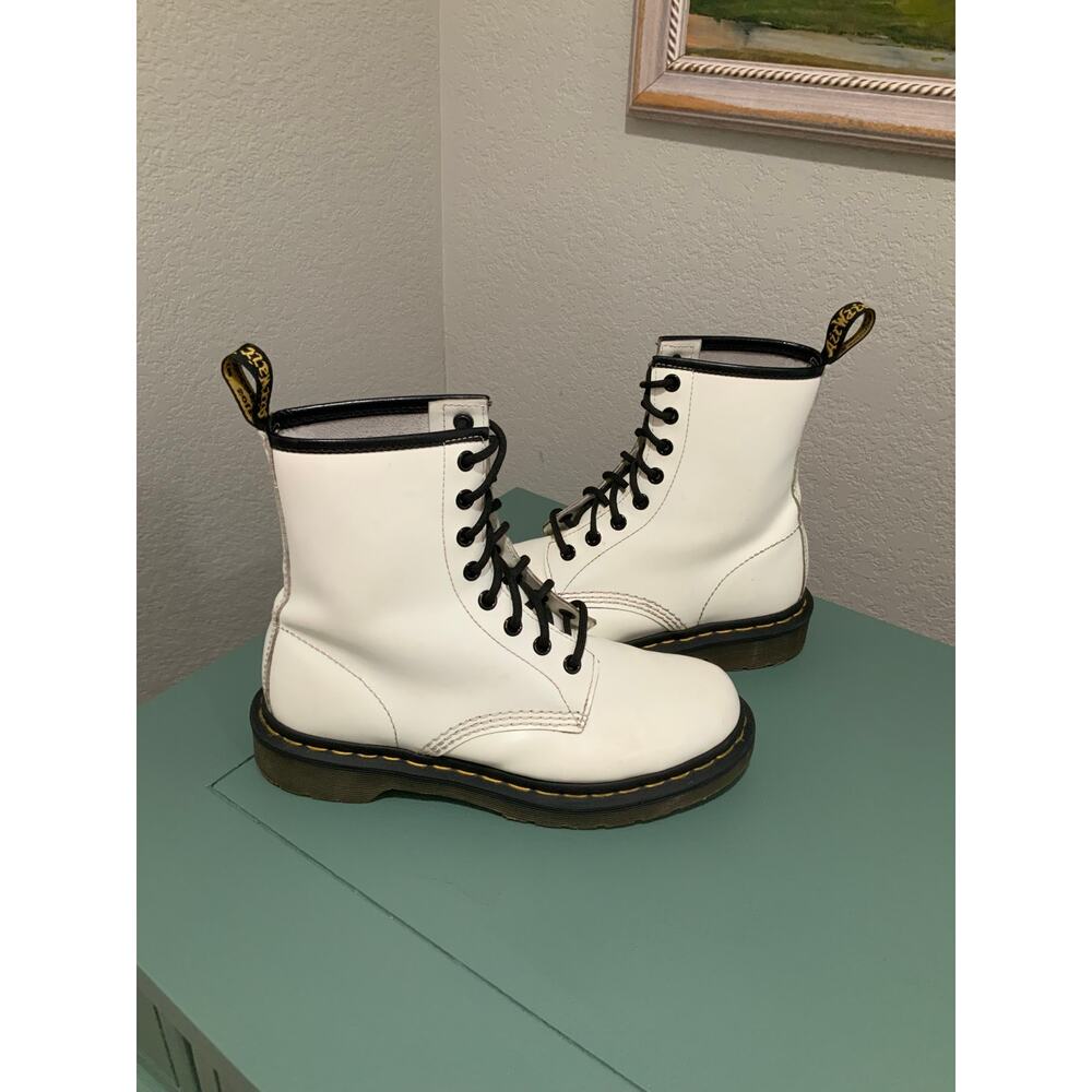 Dr. Martens combat  Women's White and Black Boots - Picture 2 of 7